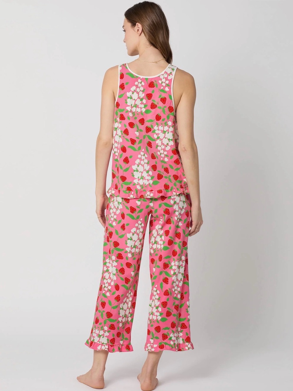 Bedhead Ruffle Tank Cropped Spring Berry PJ Set - M - Picture 5 of 5
